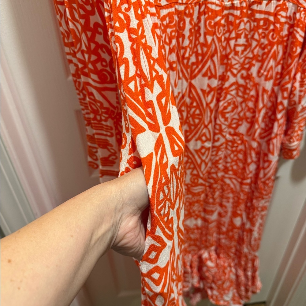 Anthropologie Orange Ruffled Tiered Sundress size M - Picture 12 of 12